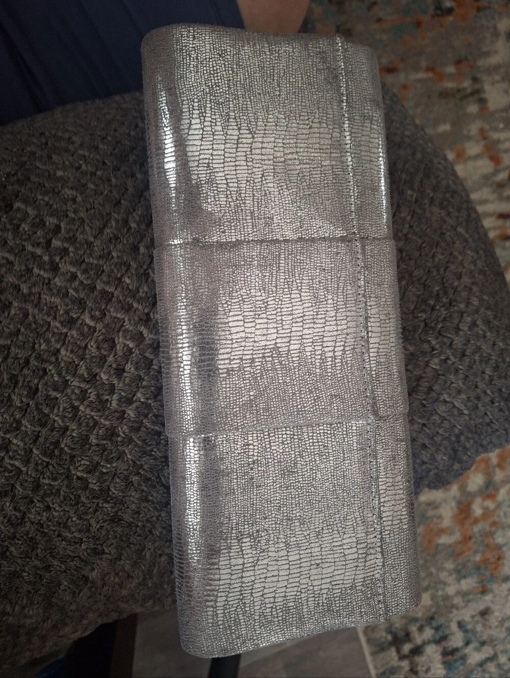 Kate Landry Metallic Silver Textured Clutch
